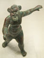Roman bronze statue of comic actor wearing an animal mask at Getty Museum Villa. Malibu, CA.