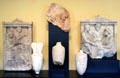 Greek marble grave markers & vessels at Getty Museum Villa. Malibu, CA.