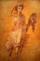 Roman plaster fresco with Muse at Getty Museum Villa. Malibu, CA.