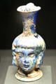 Roman mold-blown glass head-shaped flask at Getty Museum Villa. Malibu, CA.