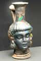 Roman mold-blown glass head-shaped flask at Getty Museum Villa. Malibu, CA.