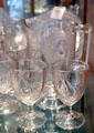 Baltimore Twin Pear glass pitcher & goblets by Adams & Co. at Historical Glass Museum. Redlands, CA.