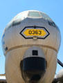 Nose view of Boeing KC-97L Stratofreighter prop tanker at March Field Air Museum. Riverside, CA