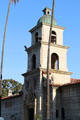 Spanish Renaissance style entrance tower of Rose Hills Memorial Park Cemetery Peace Mausoleum. Whittier, CA.