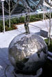 Sculpture of person on globe in Yerba Buena Gardens. San Francisco, CA.