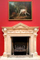 Marble chimneypiece from London under Pointer & Partridge painting by Jean-Baptiste Oudry of France at Legion of Honor Museum. San Francisco, CA.