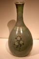 Stoneware celadon bottle from Korea at Asian Art Museum. San Francisco, CA.