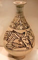 Stoneware Buncheong ware bottle from Korea at Asian Art Museum. San Francisco, CA.