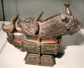 Bronze covered ritual wine vessel in form of creature from China at Asian Art Museum. San Francisco, CA.