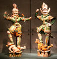 Glazed earthenware tomb guardians from China at Asian Art Museum. San Francisco, CA.