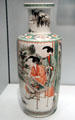 Porcelain mallet vase painted with women from China at Asian Art Museum. San Francisco, CA.