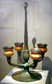 Four-candle Favrile glass & bronze candelabra by studio of Louis Comfort Tiffany at de Young Museum. San Francisco, CA.