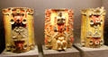 Three Maya censers from Mexico or Guatemala at de Young Museum. San Francisco, CA.