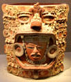Maya burial urn or cache vessel from Mexico or Guatemala at de Young Museum. San Francisco, CA.