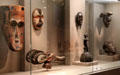 Collection of African masks at de Young Museum. San Francisco, CA.