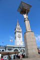 Ferry Building with street lamp on Embarcadero. San Francisco, CA.
