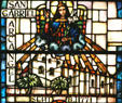 Stained glass San Gabriel Archangel Mission