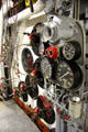 Steam turbine gauges on USS Hornet CV-12. Alameda, CA.