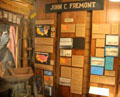 Display about John C. Fremont American explorer & resident of Mariposa at Mariposa Museum. Mariposa, CA.