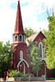 St. James Episcopal Church , "The Red Church" with octagonal tower on North Washington & Snell Streets. Sonora, CA