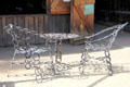 Patio table & chairs made of horse shoes at blacksmith shop at Columbia State Historic Park. Columbia, CA.