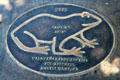Jumping Frog sidewalk plaque for "Roy W". Angels Camp, CA.
