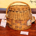 Basket which carried a jumping frog on United Air Lines at Angels Camp Museum. Angels Camp, CA.