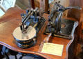 Antique Florence sewing machines & crimping rollers at Calaveras County Downtown Museum. San Andreas, CA.