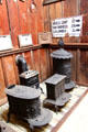 Collection of heating stoves at Red Barn Museum. San Andreas, CA.