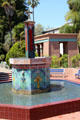 Fountain in garden of Rosicrucian Egyptian Museum. San Jose, CA.