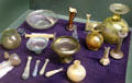Ptolemaic & Roman glass objects from Egypt at Rosicrucian Egyptian Museum. San Jose, CA.
