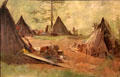 California Indian Camp: Scene near Mariposa painting by Albert Bierstadt at Oakland Museum of California. Oakland, CA.