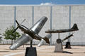 Sculpted model World War II P-51 Mustang & B-29 Superfortress aircraft & Arnold Hall at Air Force Academy. Colorado Springs, CO.