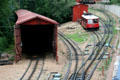 Pike's Peak Cog Railway yard with intricate cog switches. Manitou Springs, CO