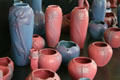 New pink & blue pottery with irises & butterflies at Van Briggle Pottery. Colorado Springs, CO