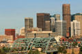Speer Blvd. bridge & skyline of Denver. Denver, CO