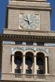 Clock & balconies of Daniels & Fisher Tower. Denver, CO.