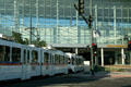 Denver streetcar runs under Colorado Convention Center. Denver, CO.