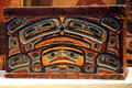 Tlingit wooden chest with lid with image of grizzly bear at Denver Art Museum. Denver, CO.