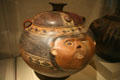 Chincha or Ica vessel with human head from South Coast of Peru at Denver Art Museum. Denver, CO.