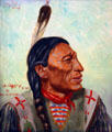Painting of Chief Iron Trail who performed in Cody's Wild West show & who posed for American Buffalo nickel at Buffalo Bill Museum. Lookout Mountain, CO.