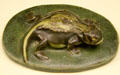 Ceramic frog on plaque by Van Briggle Pottery at Colorado Springs Pioneers Museum. Colorado Springs, CO