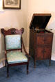 Chair & phonograph at Orchard House at Rock Ledge Ranch Historic Site. Colorado Springs, CO.