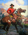 Painting of cowboy by A.R. Mitchell at Baca Adobe House. Trinidad, CO.