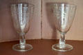 Stemmed glasses engraved with design at Thomas Griswold House. Guilford, CT.