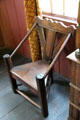 Three-legged great chair at Hyland House. Guilford, CT.