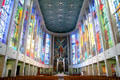 Stained glass windows surround the sanctuary of St. Joseph Cathedral. Hartford, CT.