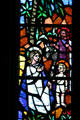 Flight into Egypt stained glass of St Joseph Cathedral. Hartford, CT