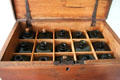 Liquor bottles & lock box at Nathan Hale Homestead Museum. Coventry, CT.