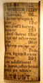 Toll fares sign for Windsor Ferry ranging from 3cts for footman to 29cts for ox team & driver at Windsor Historical Society Museum. Windsor, CT.